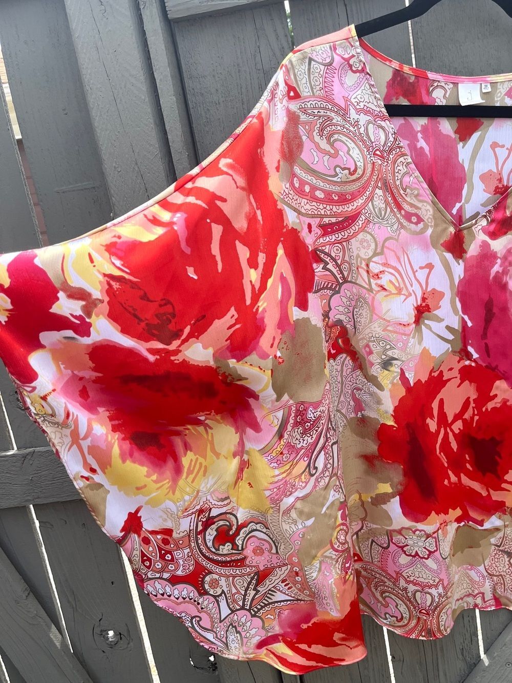 Jones New York V-Neck Kimono Sleeve Tunic Blouse Pink Coral Size 3X - Picture 5 of 10